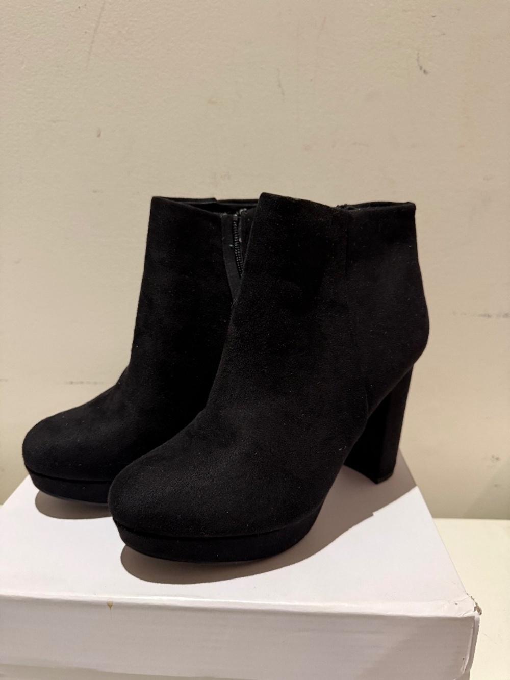 Black Suede Platform Ankle Boots
